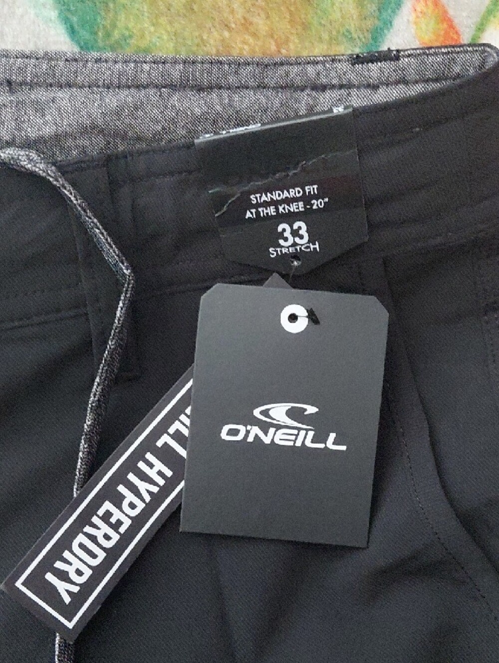 O'Neill Black Men's Hybrid Shorts with Gray Drawstring - Picture 3 of 5